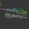 Two Tactical Sniper Rifles With Metallic Finish Orange Accents And Sniper Scopes