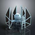 Detailed TIE Fighter Model With Metallic Finish Hexagonal Wings And Spherical Cockpit