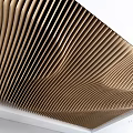 Modern Wave Striped Wooden Ceiling Design With Architectural Interior Features