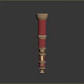 Astronomical Telescope With Copper Body Red Accents And Reflective Surface