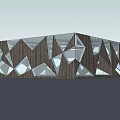 Modern Architectural Building With Geometric Facade Glass Curtain Wall And Wooden Structure