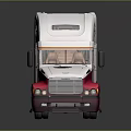 White and Red Semi Truck Cab With Shiny Exterior And Front Design Details