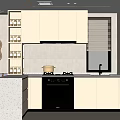 Modern Kitchen Interior With Light Cabinets Black Oven Countertop And Window 3d model