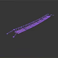 Elongated Wooden Bridge Structure Model with Metal Support Brackets and Points