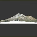 Detailed 3D Terrain Model of Mountain with Snow Covered Peak Green Slopes and Blue Lakes