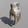 Brown Leather Protective Glove With Stitched Straps And Hard Knuckle Design