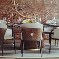 New Chinese Dining Table and Chair Set Round Dining Table and Chair 3d model