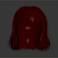 Vibrant Red Hair Wig On Head Model With Short Straight Fringe And Smooth Texture