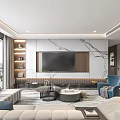 Modern Living Room Interior With TV Wall Sofa Coffee Table And Floor to Ceiling Windows