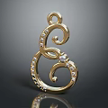 Elegant Gold Pendant Accessory with Curved Spiral Design and Diamond Accents