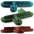 Abstract Shape Modern Sofa Velvet Upholstered Multi Color Modular Sectional Interior Design 3d model
