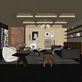 Middle Ancient Living Room Sofa Combination Coffee Table Carpet Leisure Sofa 3d model