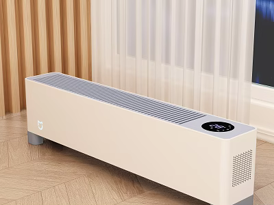 White Long Strip Air Conditioner Fan With Digital Display For Indoor Living Room Use 3d model