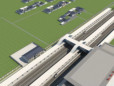 modern high-speed railway station 3d model