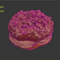Freshly Baked Golden Fluffy Donut Topped with Crushed Nuts and Sweet Glaze