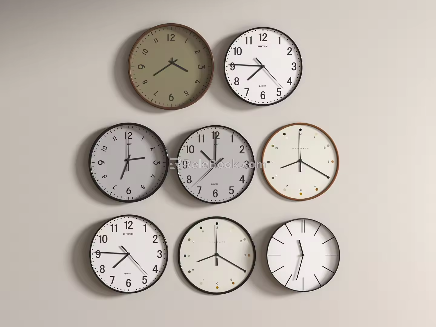 Modern wall clock combination 3d model