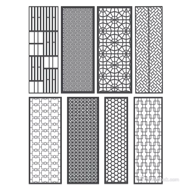 Various Decorative Room Partitions With Different Geometric Patterns And Designs 3d model