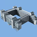 Modern School Building Featuring Square Layout Multiple Floors Windows And Balconies 3d model