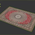 Vibrant Red and Pink Decorative Rug with Intricate Circular Center Pattern and Ornate Border
