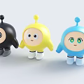 Cute Robotic Cartoon Characters With Black Yellow Blue Colors Big Eyes And Antenna