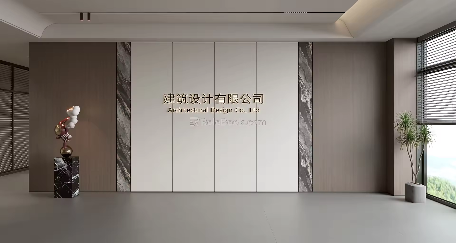 Modern Front Desk Background Wall Simple Background Wall Front Desk Reception Area Background Wall Company Front Desk Background Wall 3d model