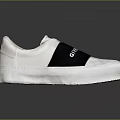 Givenchy White Slip On Sneakers With Black Strap 3d model