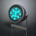 Modern Round Decorative Lamp With Blue Snowflake Pattern And Metal Stand