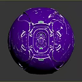 Futuristic Purple Spherical Component With Metallic Finish Geometric Patterns And Green Accents
