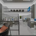 Pharmacy Store Interior With Medicines On Shelves And Prescription Drug Area