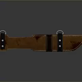 Brown Leather Knife Sheath With Metal Buckle And Strap Design