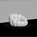 Light Gray Lazy Sofa Featuring Petal Shaped Design And Plush Material On Wooden Floor
