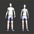 Animated Letra Island Characters In White T Shirts Blue Shorts And Blue Sneakers 3d model