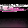 Modern Exhibition Hall Ceiling Design With Pink White Stripes Metal Truss And LOGO