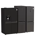 Modern Black Refrigerators With Side by Side and Double Door Designs 3d model