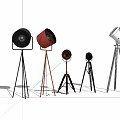 Modern Floor Lamps With Tripod Stands In Black Red And White Colors