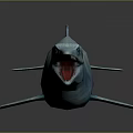 Turquoise Prehistoric Aquatic Reptile 3D Model With Long Body Open Mouth Sharp Teeth And Fins