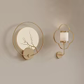 Modern Golden Frame Wall Lamps with Circular Branch Pattern and Petal Shaped White Lampshade