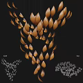 Elegant Modern Decorative Chandelier Featuring White And Gold Leaf Shaped Hanging Elements