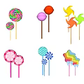 Colorful Lollipops And Windmill Candies With Various Shapes And Bright Colors