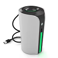 Modern White and Black Electrical Appliance with USB Cable and Green Indicator Light 3d model