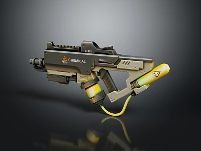Advanced Chemical Weapon With Futuristic Design Yellow Containers And Mechanical Parts 3d model