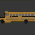 Yellow School Bus With Black Front Design And Side Windows Shiny Reflection On Dark Background 3d model