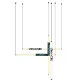 Modern Geometric Chandelier with Marble Accents and Gold Horizontal Bars