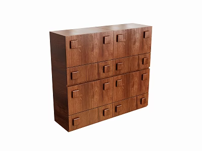Sturdy Brown Wooden Shoe Cabinet With Multiple Drawers For Home Storage 3d model
