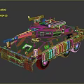 Military Armored Vehicle With Camouflage Paint And Top Mounted Weapon System
