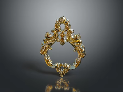 Ornate Golden Decorative Daily Use Item With Intricate Patterns And Shiny Surface 3d model