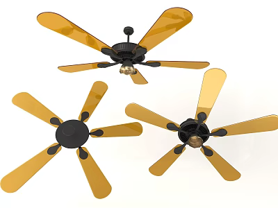 Modern Air Conditioner Fan With Yellow Blades And Black Base Design 3d model