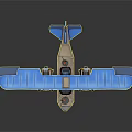 Vintage Blue Biplane Model Toy With Detailed Wings And Cockpit Design