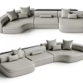 Modern Light Gray Sectional Sofa With Plush Cushions And Modular Design 3d model