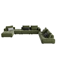 Green Modular Sectional Sofa Upholstered With Mixed Color Cushions And Versatile Seating Modules 3d model